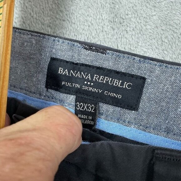 Banana Republic Mens Fulton Skinny Chino Pants 32x32 Cotton/Spandex Gray 6681 - Picture 6 of 9